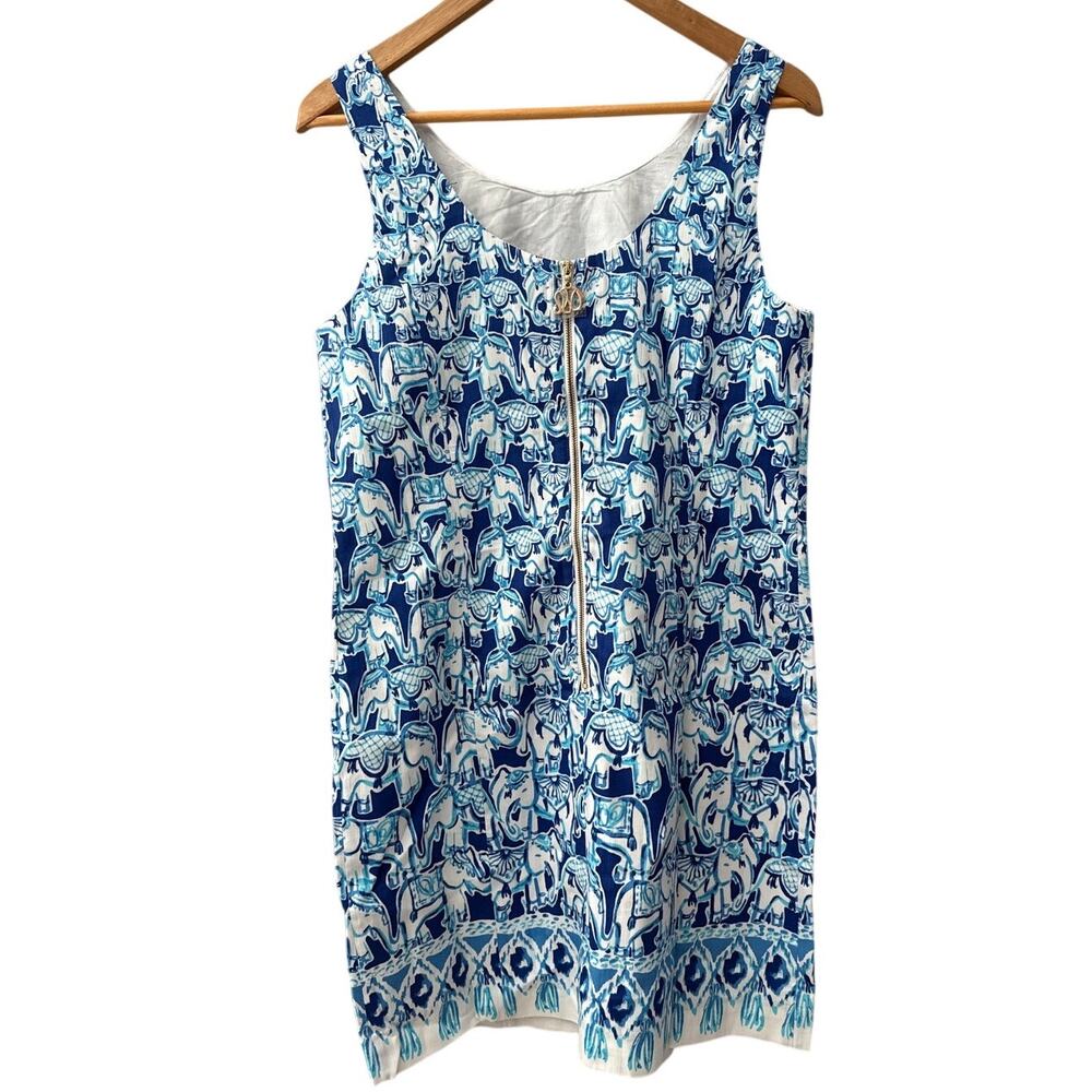 NWT Lilly Pulitzer Cathy Bomber Blue Get Trunky Engineered Elephant Shift Dress - Picture 6 of 12